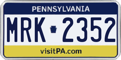 PA license plate MRK2352