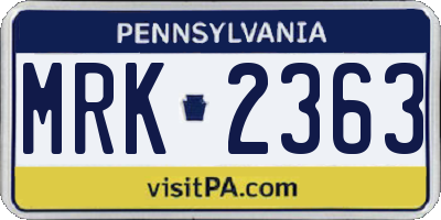 PA license plate MRK2363