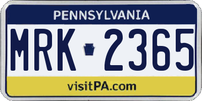 PA license plate MRK2365