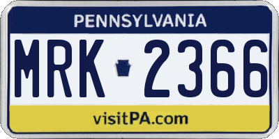 PA license plate MRK2366