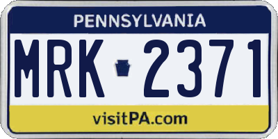 PA license plate MRK2371