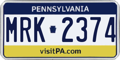PA license plate MRK2374