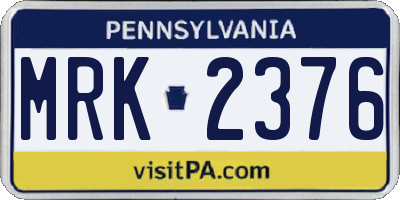 PA license plate MRK2376
