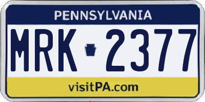 PA license plate MRK2377