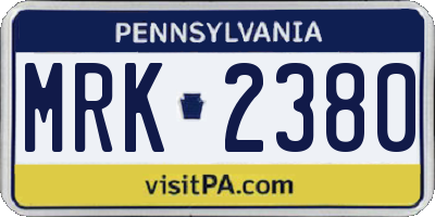 PA license plate MRK2380