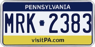 PA license plate MRK2383