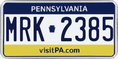 PA license plate MRK2385