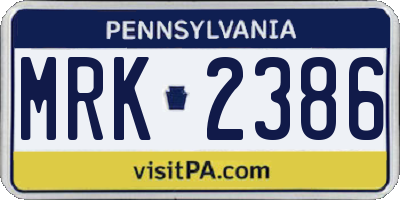 PA license plate MRK2386