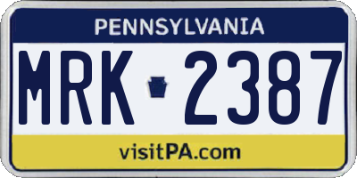 PA license plate MRK2387