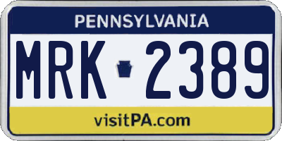 PA license plate MRK2389