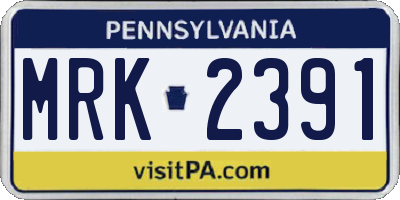 PA license plate MRK2391