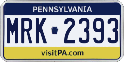 PA license plate MRK2393