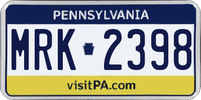 PA license plate MRK2398