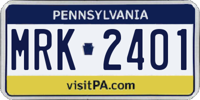 PA license plate MRK2401