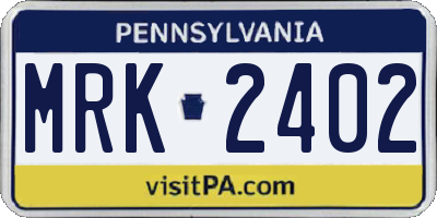 PA license plate MRK2402