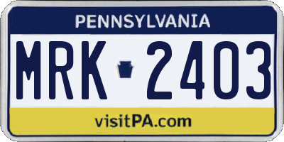 PA license plate MRK2403