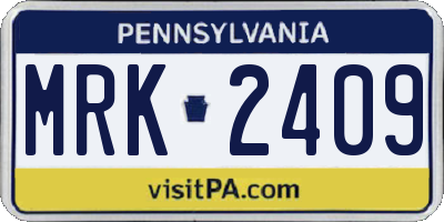 PA license plate MRK2409
