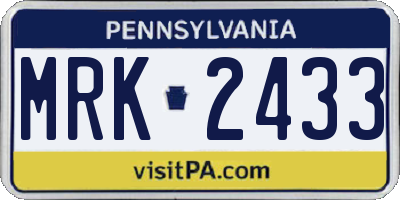 PA license plate MRK2433