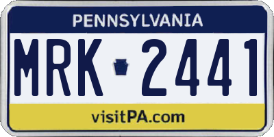 PA license plate MRK2441