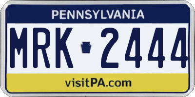 PA license plate MRK2444