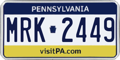 PA license plate MRK2449