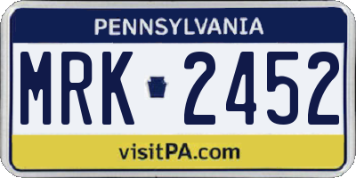 PA license plate MRK2452