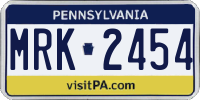 PA license plate MRK2454