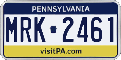 PA license plate MRK2461