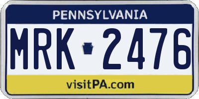 PA license plate MRK2476