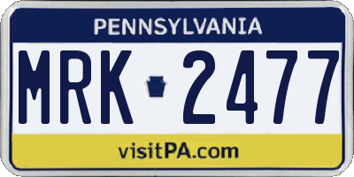 PA license plate MRK2477