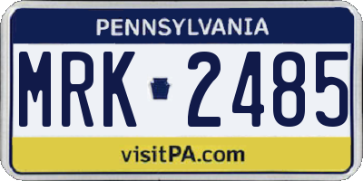 PA license plate MRK2485