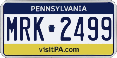 PA license plate MRK2499