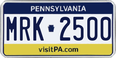 PA license plate MRK2500