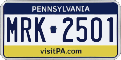 PA license plate MRK2501