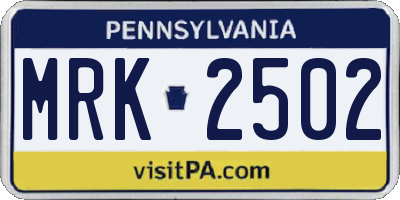 PA license plate MRK2502