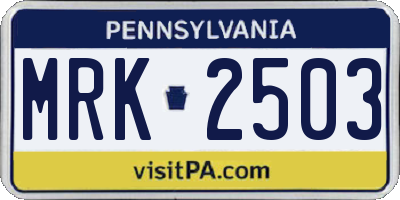 PA license plate MRK2503