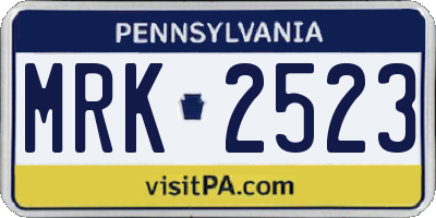 PA license plate MRK2523