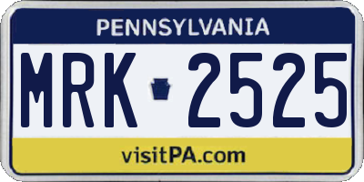 PA license plate MRK2525