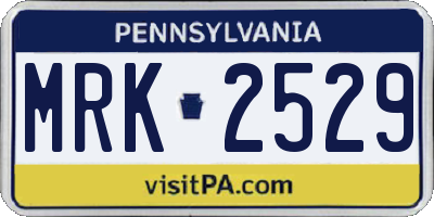 PA license plate MRK2529