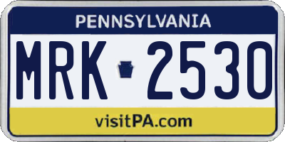 PA license plate MRK2530
