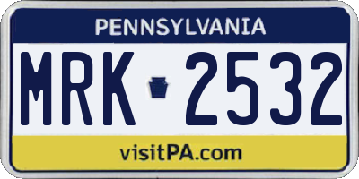 PA license plate MRK2532