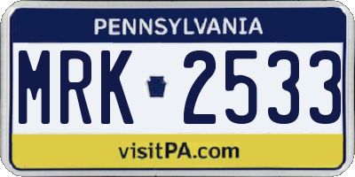 PA license plate MRK2533