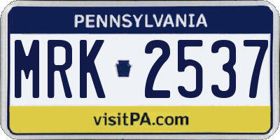 PA license plate MRK2537