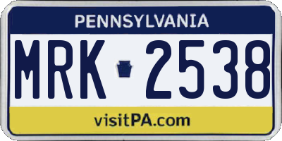 PA license plate MRK2538
