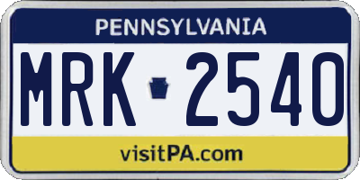 PA license plate MRK2540
