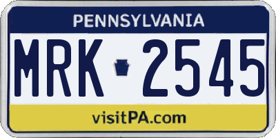 PA license plate MRK2545