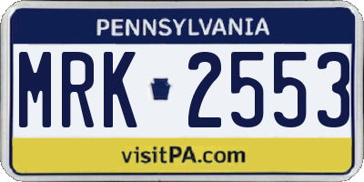PA license plate MRK2553