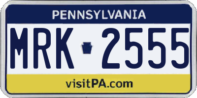 PA license plate MRK2555