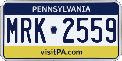 PA license plate MRK2559