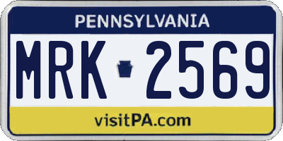 PA license plate MRK2569